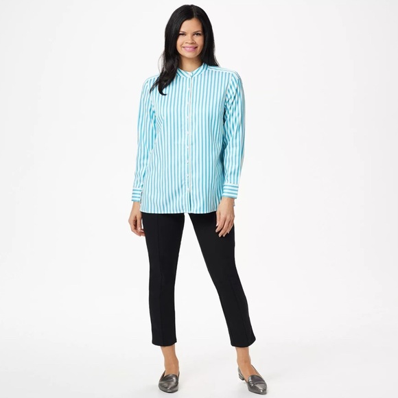 NWOT Linea by Louis Dell'Olio Stand Collar Striped Shirt Women’s Plus 20W - Picture 10 of 10